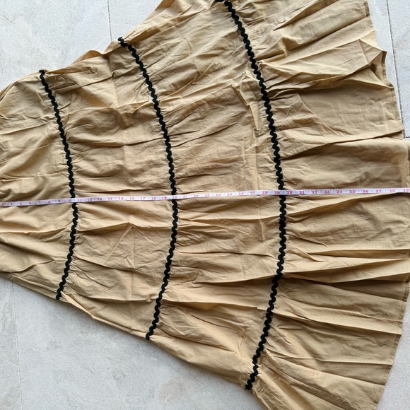 Maxi Dress Color Carmel nude Style trim tiered sleeveless. Brand New - Picture 8 of 11